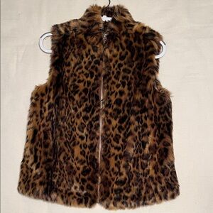 J. Crew  Leopard  Faux Fur Vest Size Small